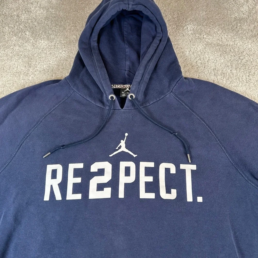 Jordan RE2PECT Hoodie Mens XL Navy Blue Derek Jeter Raglan Pullover 828553-419